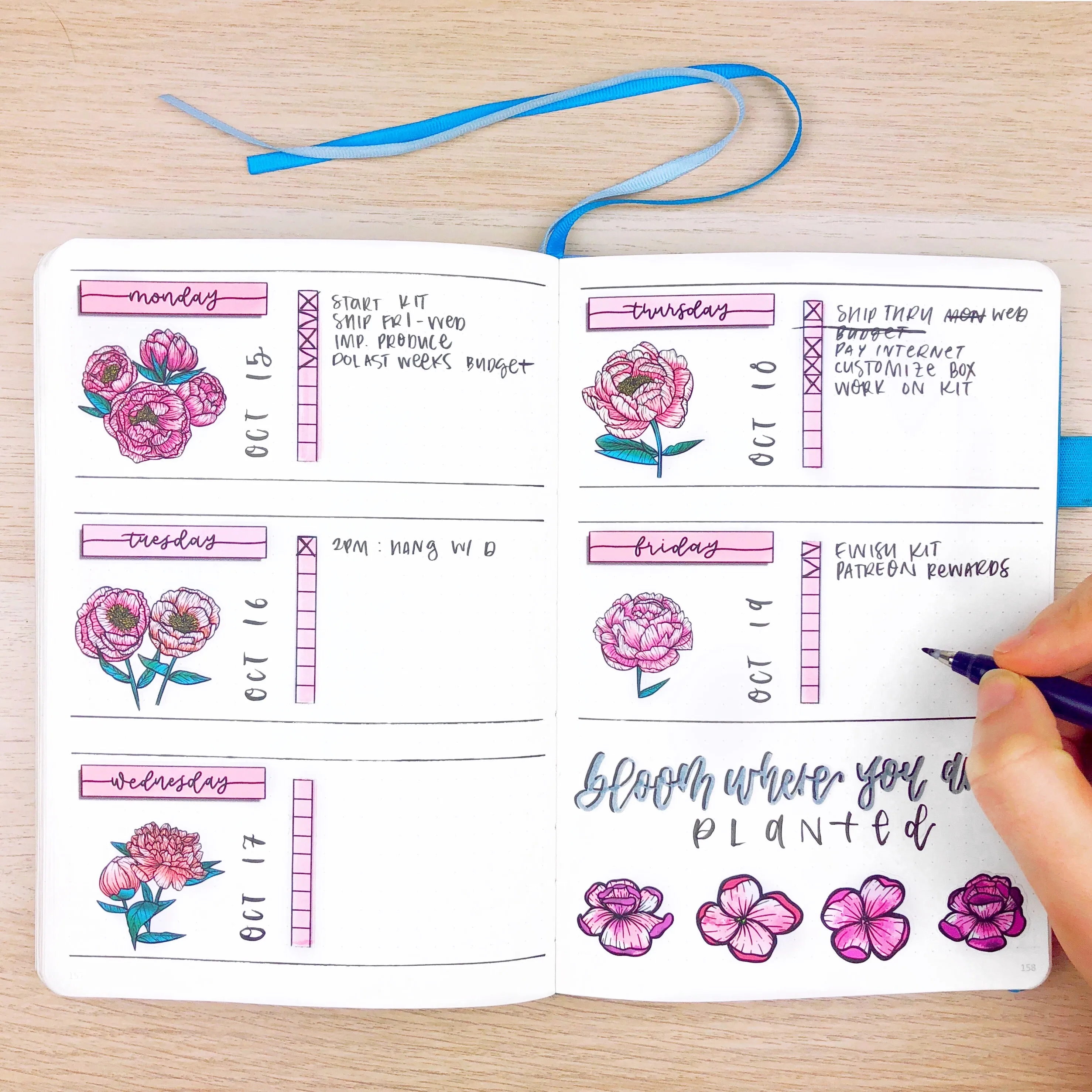 Cursive Block Weekly Headers