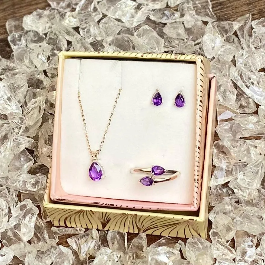 Daily Wear Meaningful Natural Gemstone Silver Jewelry Gift Set