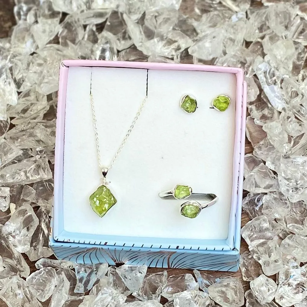 Daily Wear Meaningful Natural Gemstone Silver Jewelry Gift Set