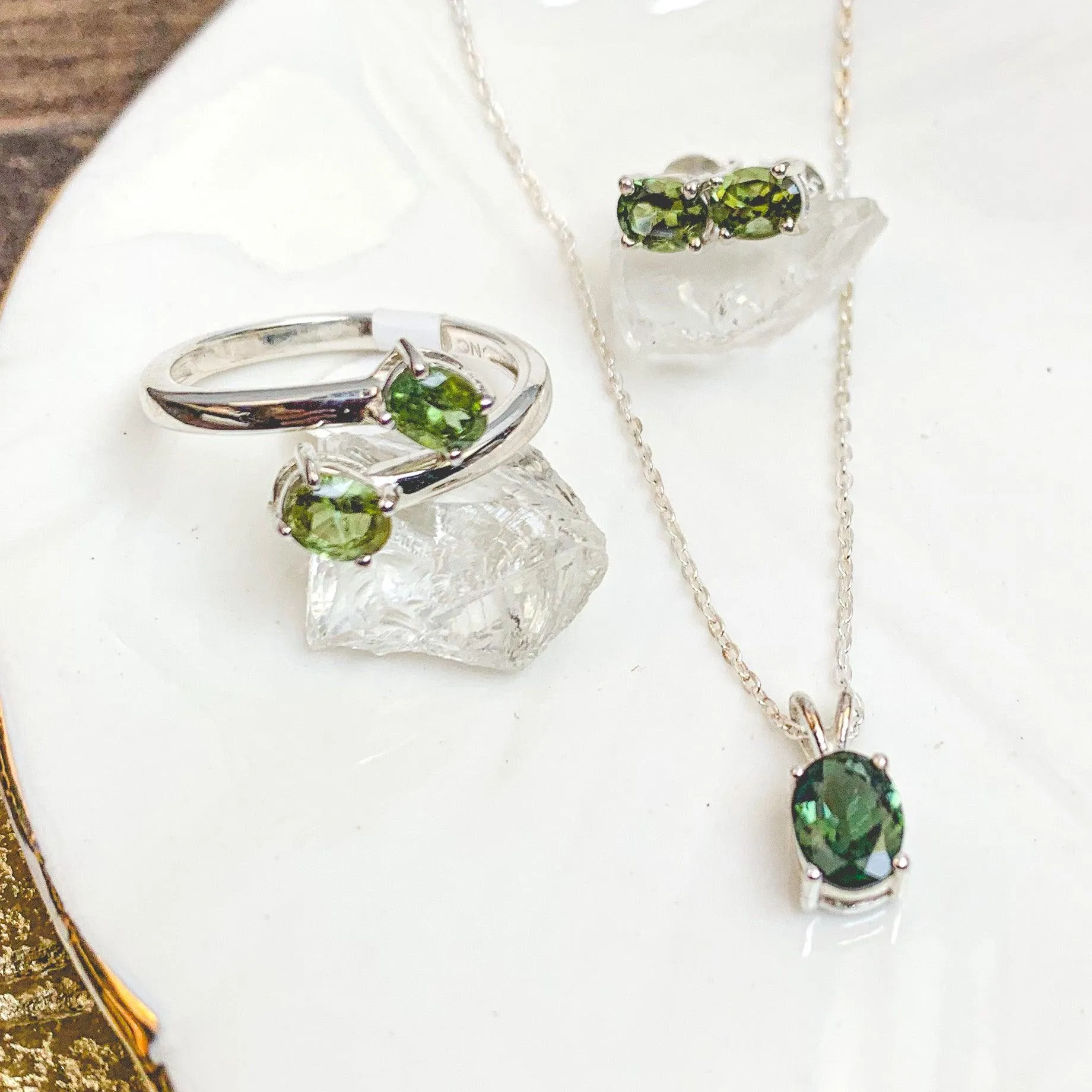 Daily Wear Meaningful Natural Gemstone Silver Jewelry Gift Set