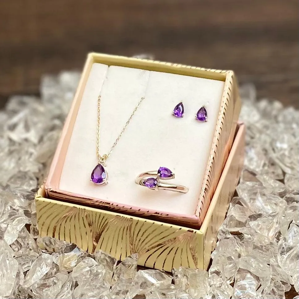 Daily Wear Meaningful Natural Gemstone Silver Jewelry Gift Set