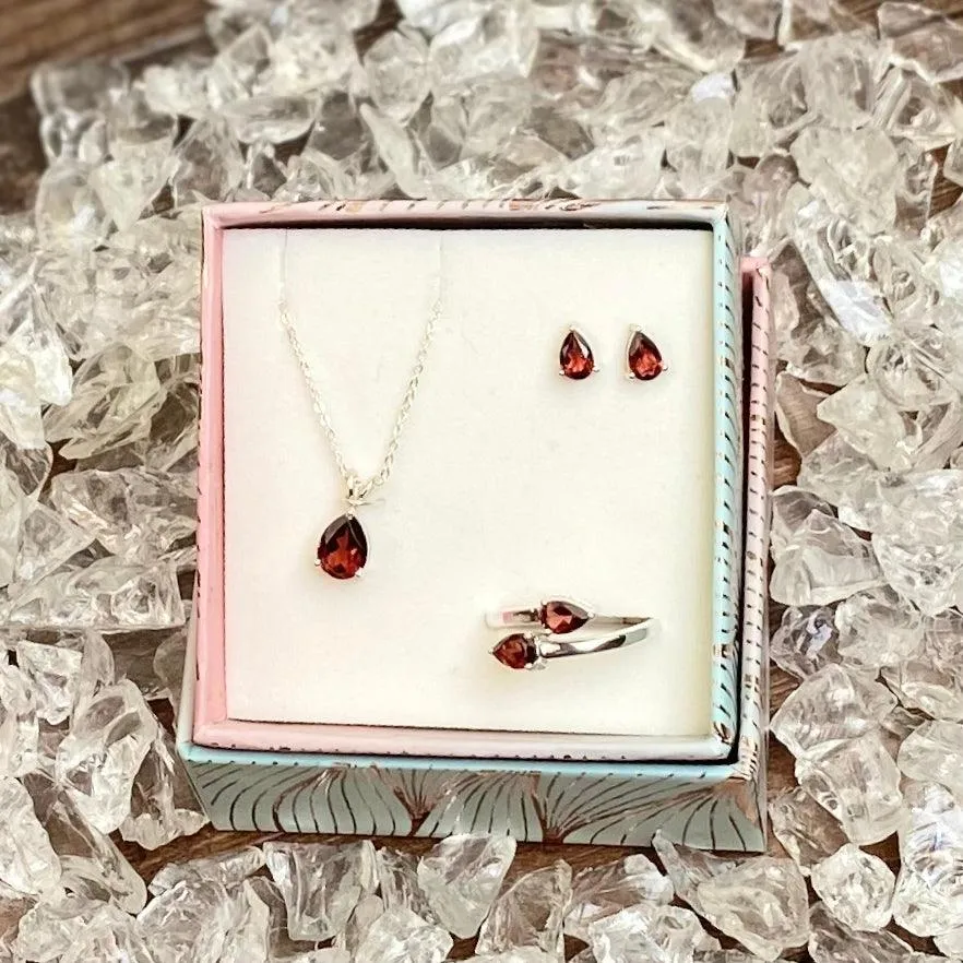 Daily Wear Meaningful Natural Gemstone Silver Jewelry Gift Set