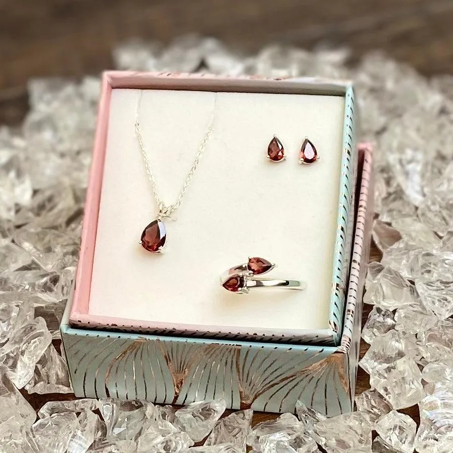 Daily Wear Meaningful Natural Gemstone Silver Jewelry Gift Set