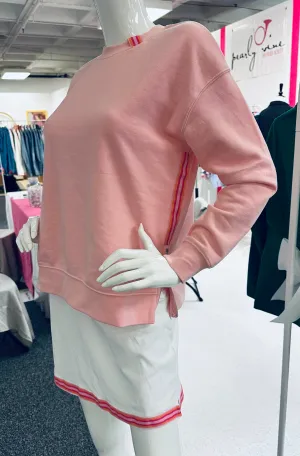 Danny Crew Neck Sweatshirt - Pink w Pink & Orange Stripe Ribbon (Danny08)