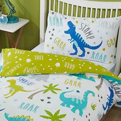Diddi Dino Toddlers Bedding | Children's Bedding Sets | Single Bed Duvet Cover & Pillowcase Set