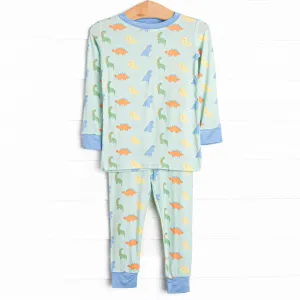 Dino Dreams Bamboo Pajama Set, Green