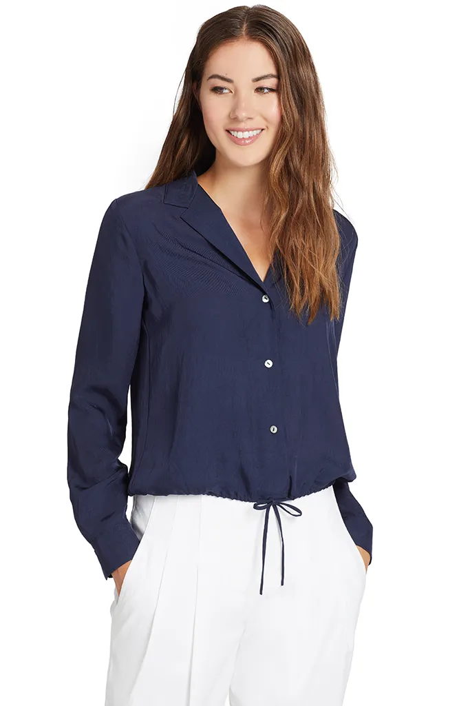 Drawstring Lapel Shirt (Marine)