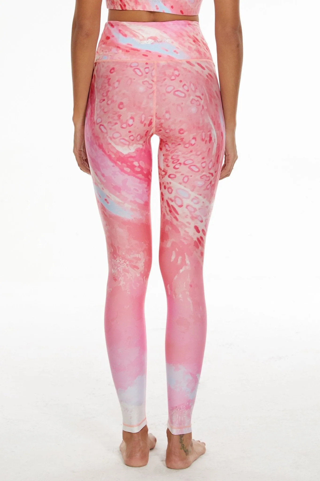Dreamy Skies Women's Pink Cloud Leggings – High Waisted Soft Stretch Yoga Pants for Lounge, Workout, and Casual Wear