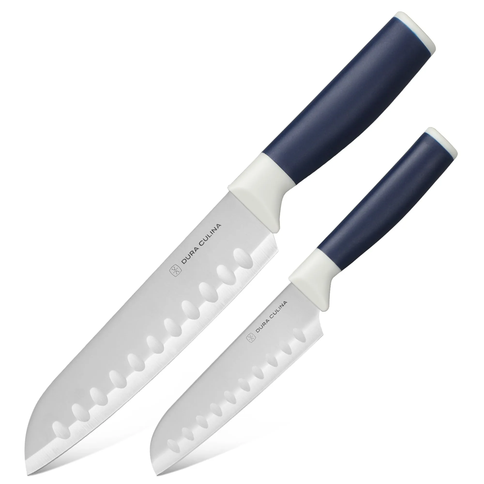 Dura Living 2-Piece Santoku Kitchen Knife Set -With Blade Guards - Black