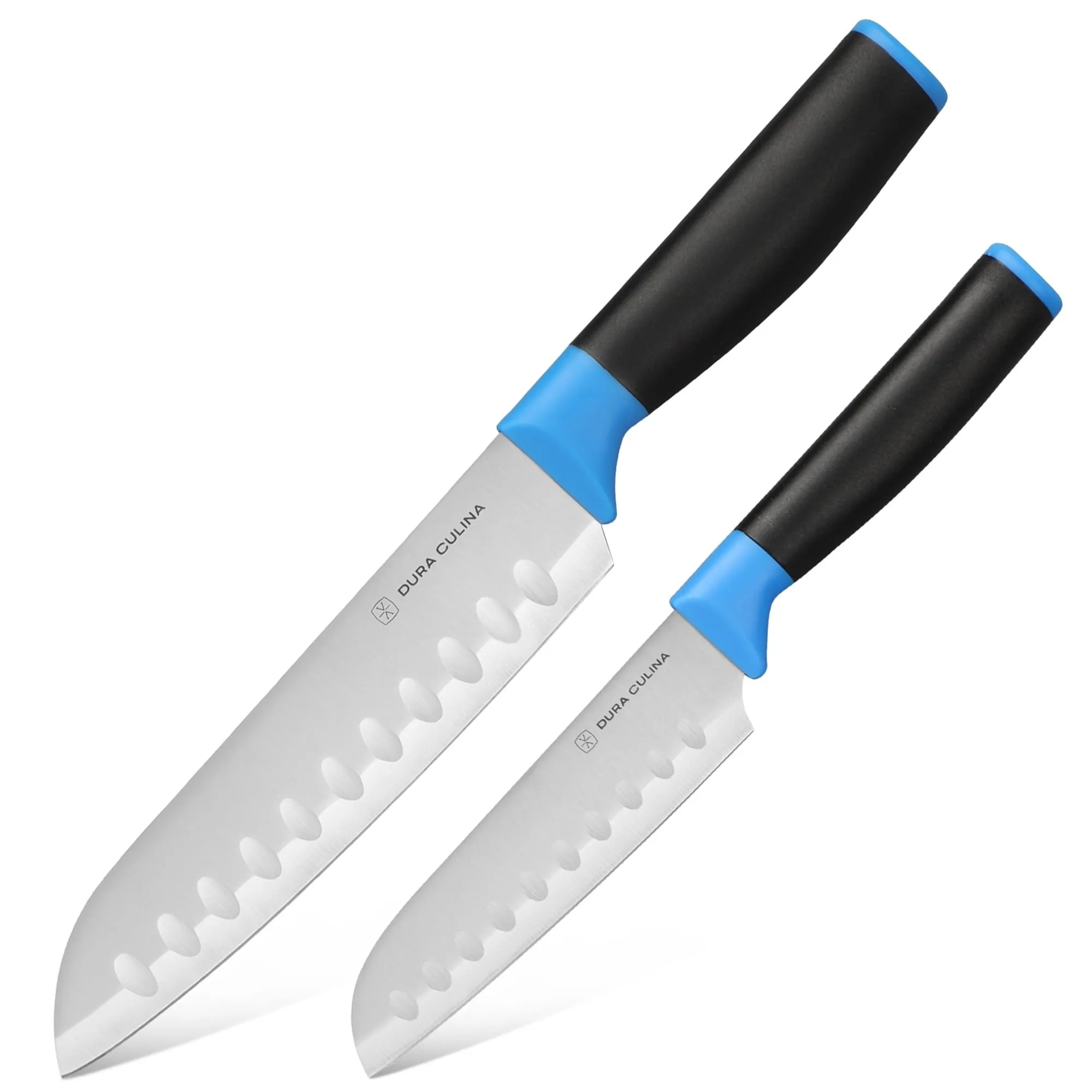 Dura Living 2-Piece Santoku Kitchen Knife Set -With Blade Guards - Black