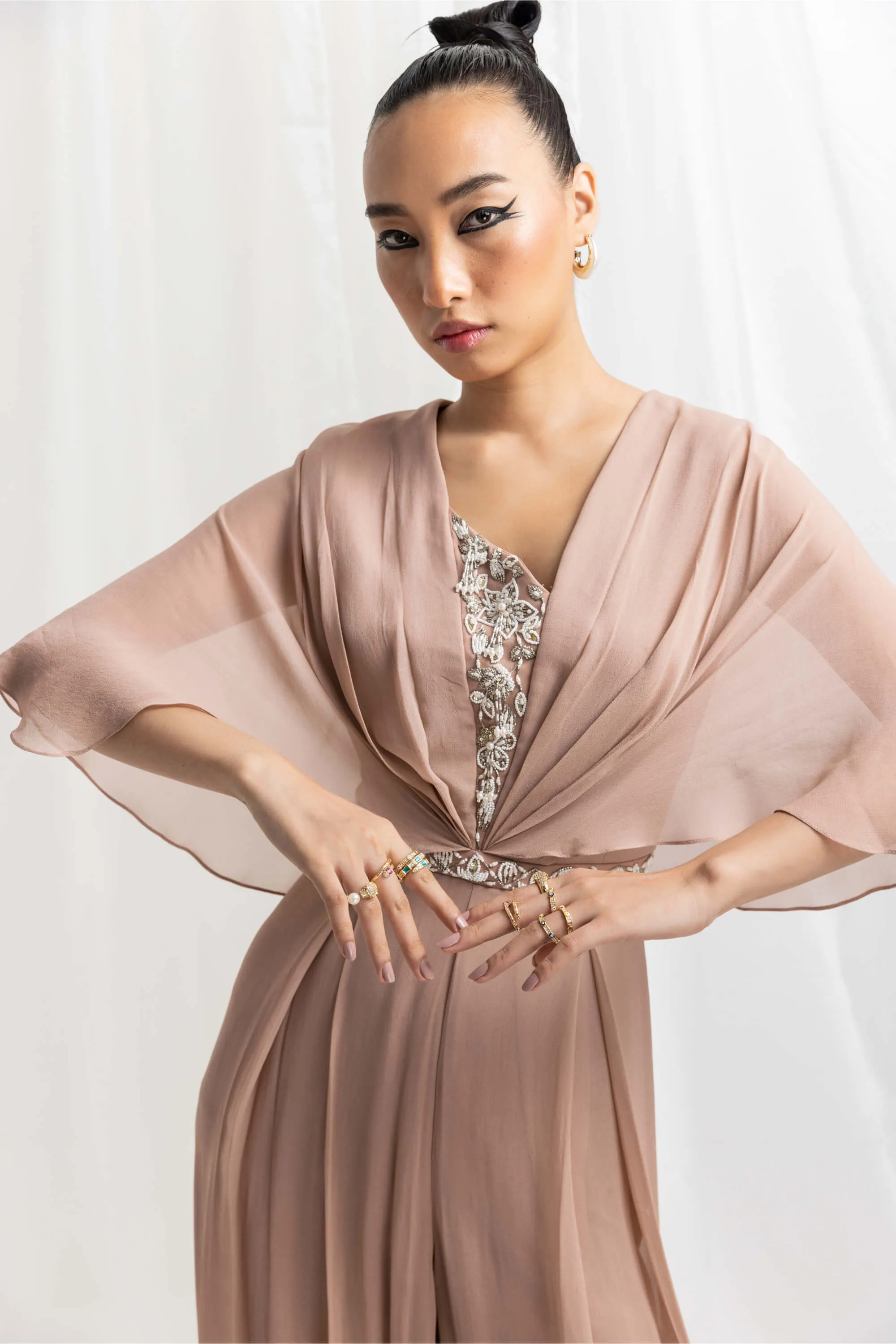 Dusty pink embellished jumpsuit
