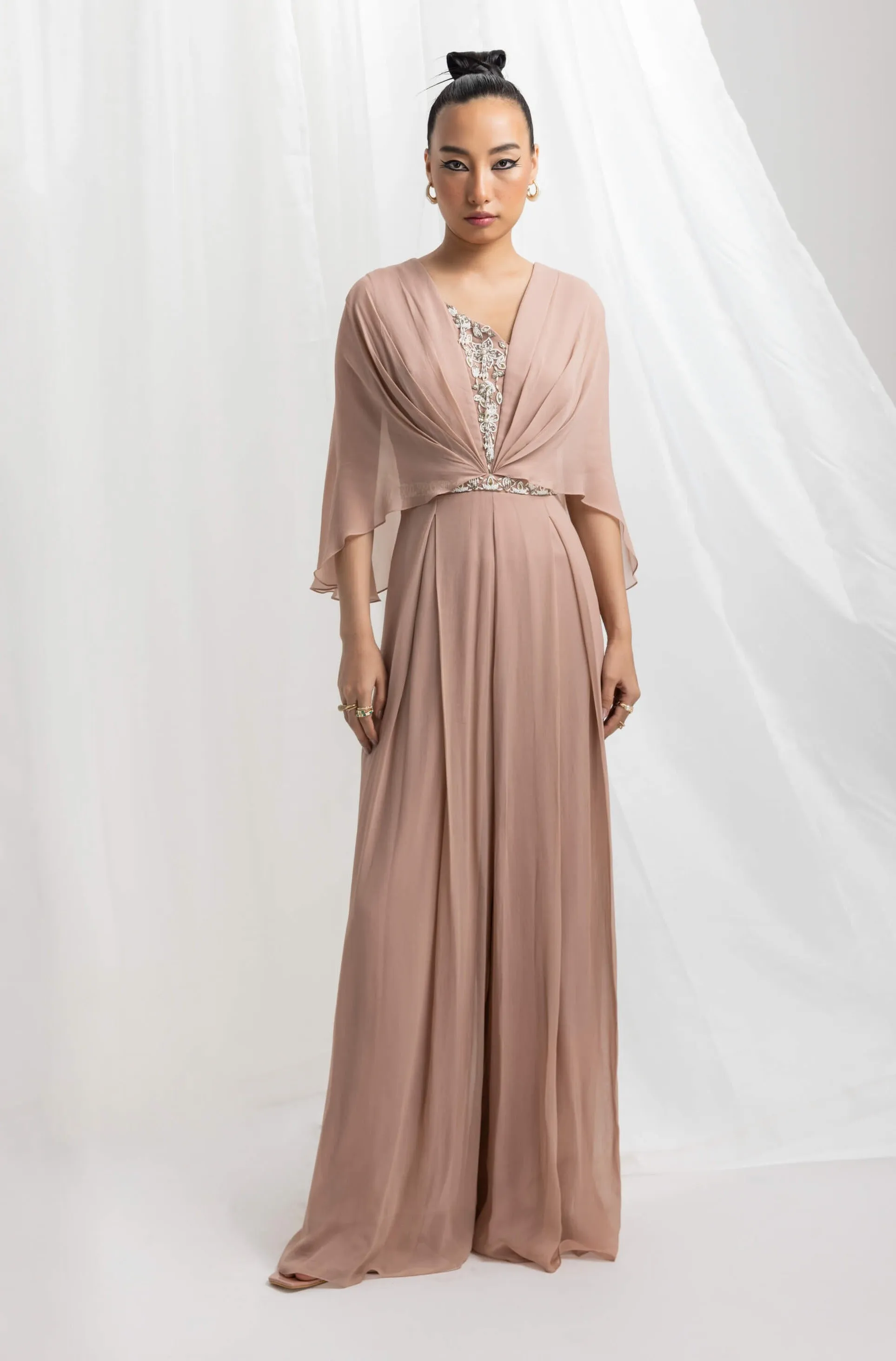 Dusty pink embellished jumpsuit