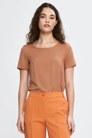 Elegant Boat-Neck Blouse with Short Sleeves