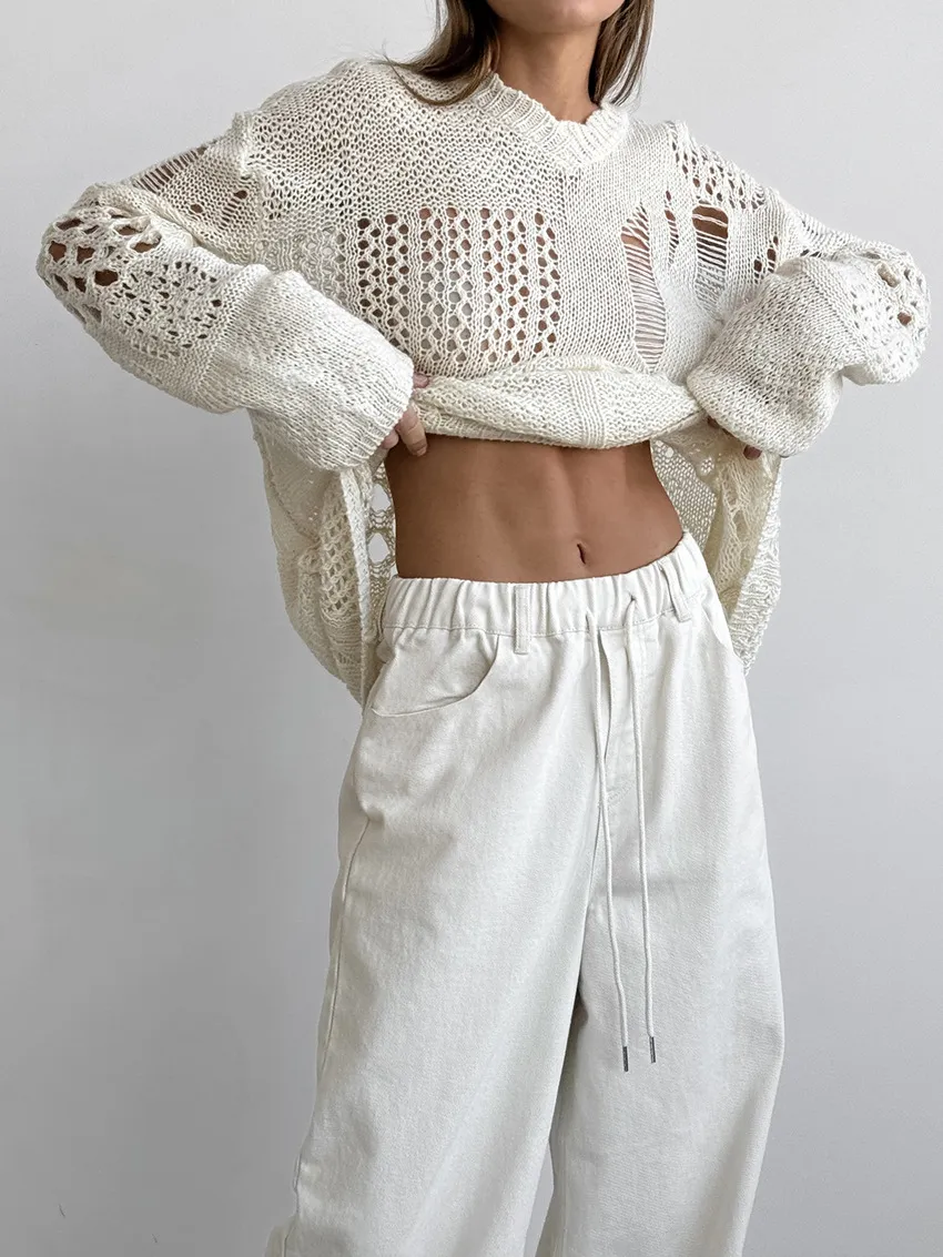Elegant High-Waisted White Straight-Leg Pants for Women