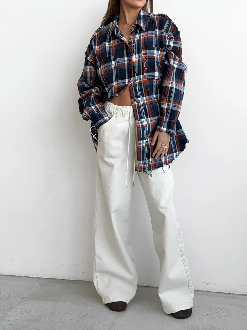 Elegant High-Waisted White Straight-Leg Pants for Women