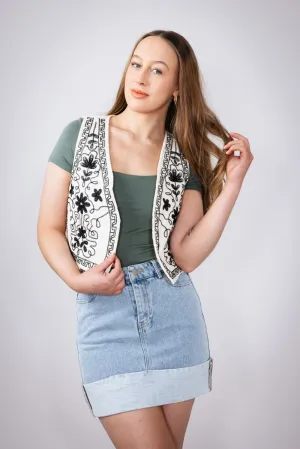 Embroidered Vest for Women in Cream | PSJ1358-CRM