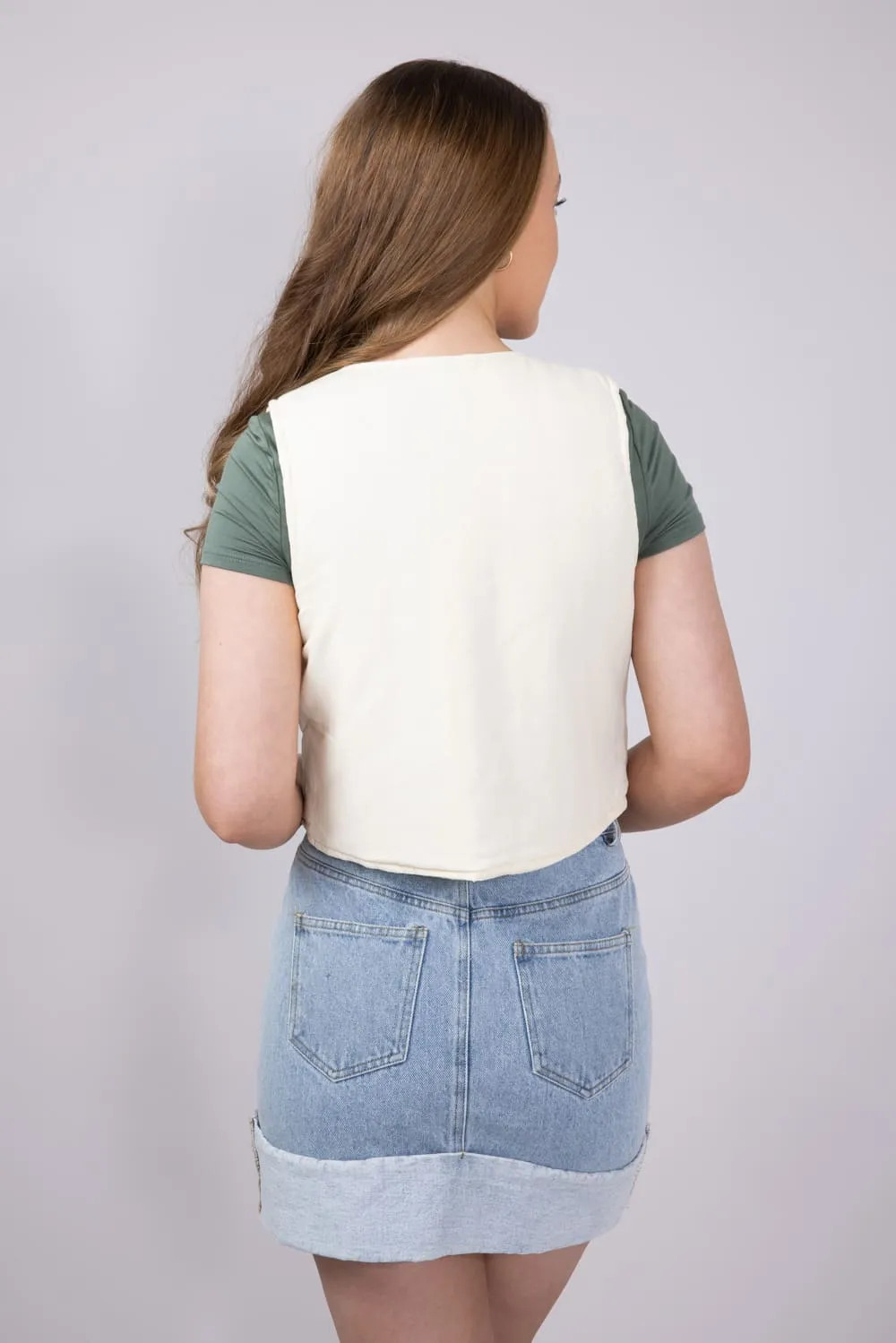 Embroidered Vest for Women in Cream | PSJ1358-CRM