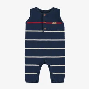Ensemble une pièce bleu marine avec rayures, naissance || Navy blue one piece with stripes, newborn