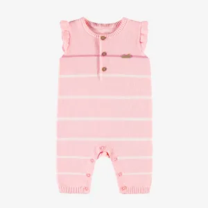 Ensemble une pièce rose avec volants et rayures, naissance || Pink one piece with ruffles and stripes, newborn