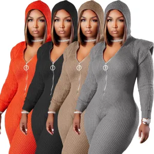 Fashion knitted hooded jumpsuit（AY1482）