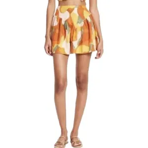 Fe Noel x Target Collab Linen Orange Yellow Green Mini Skirt 8
