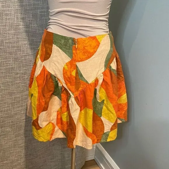 Fe Noel x Target Collab Linen Orange Yellow Green Mini Skirt 8