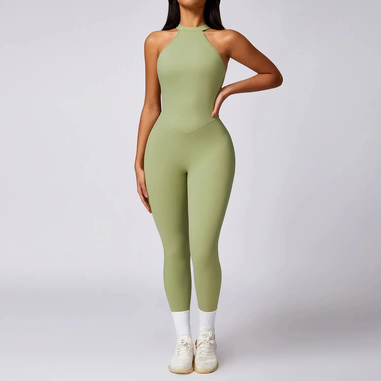 Female one-piece yoga wear peach hip lift beauty back outdoor running tight sports quick drying fitness wear