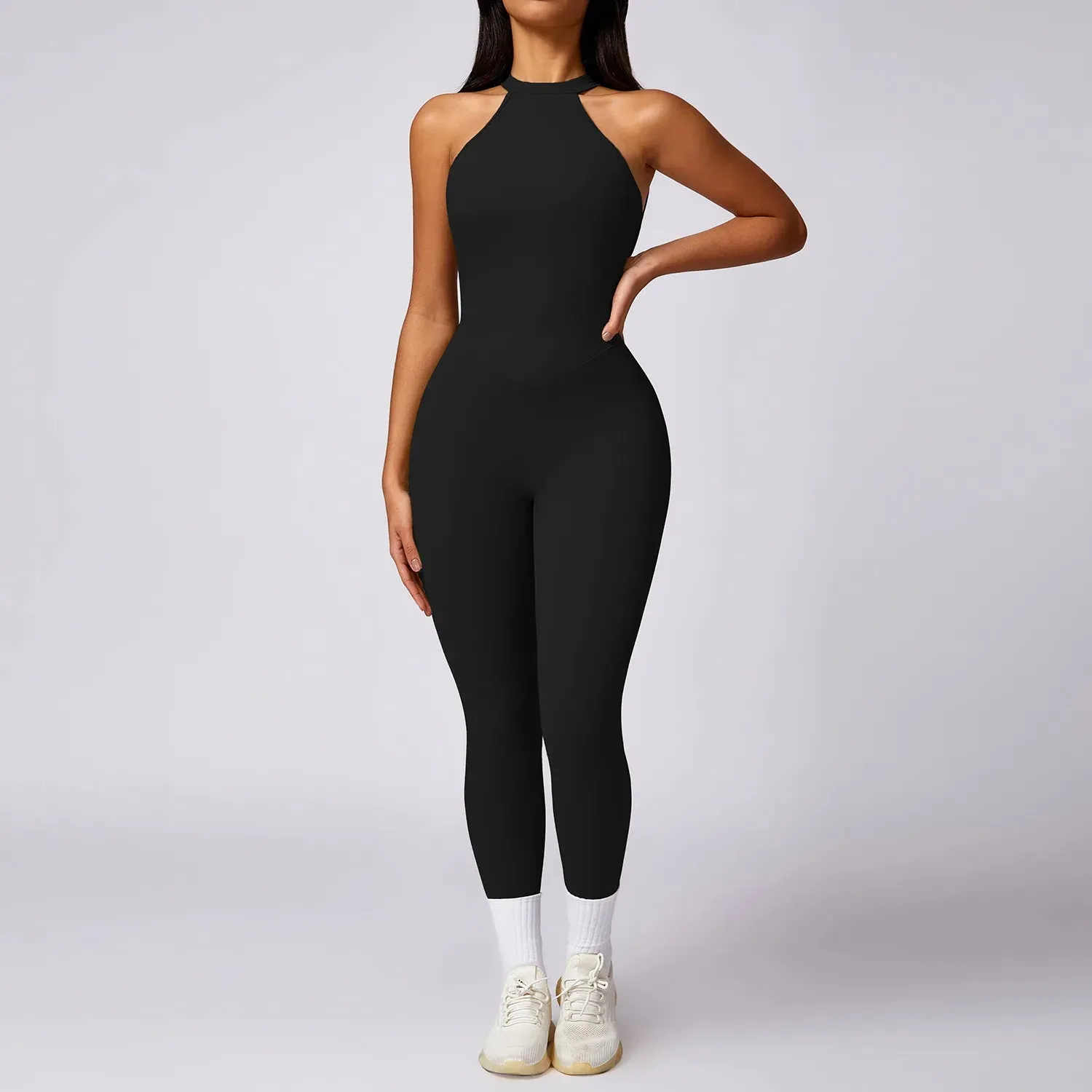Female one-piece yoga wear peach hip lift beauty back outdoor running tight sports quick drying fitness wear