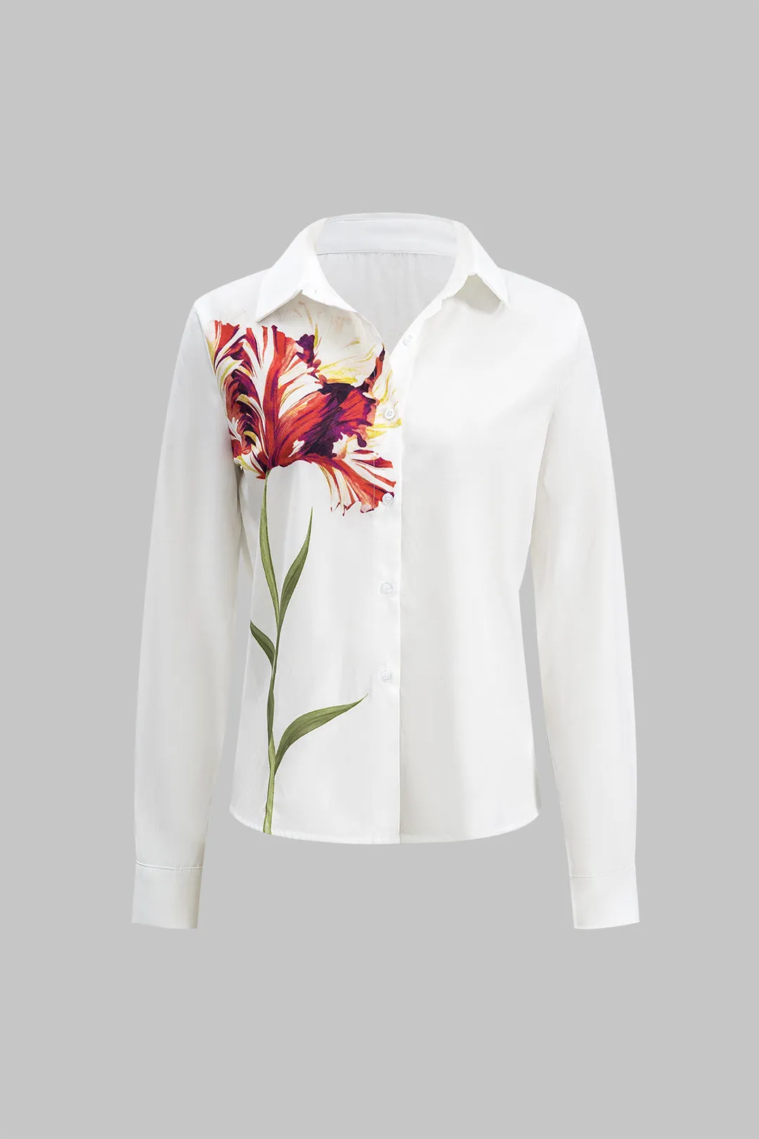 Fiona - Floral Print Long-Sleeve Woman's Shirt