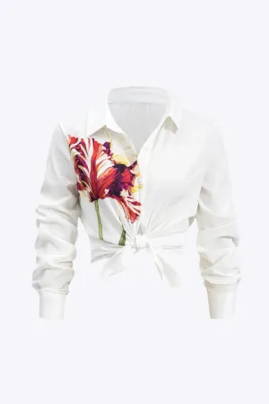 Fiona - Floral Print Long-Sleeve Woman's Shirt