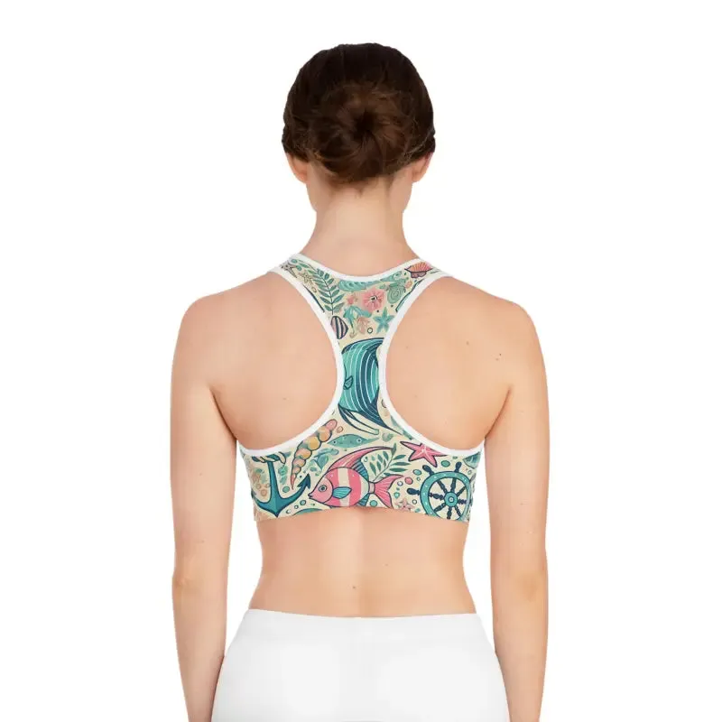 Fish Themed Sports Bra for High Energy Workouts