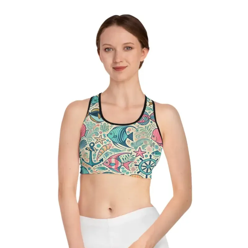 Fish Themed Sports Bra for High Energy Workouts