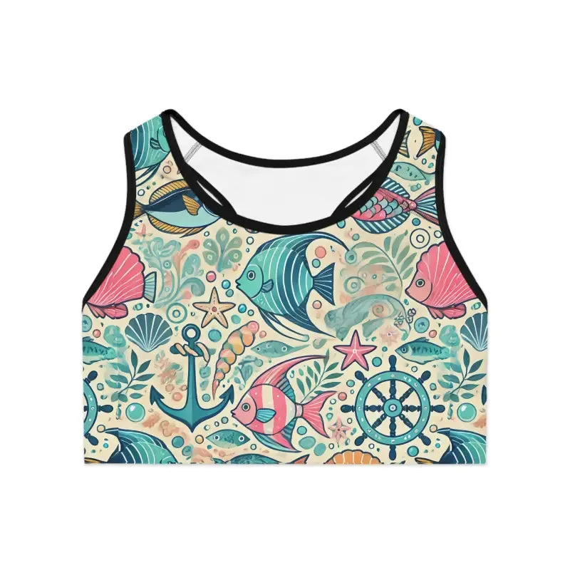 Fish Themed Sports Bra for High Energy Workouts