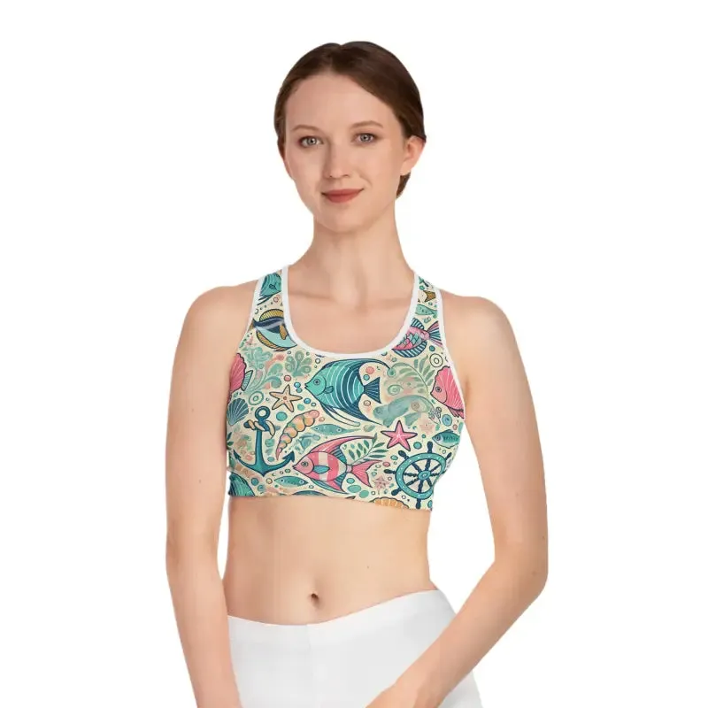 Fish Themed Sports Bra for High Energy Workouts
