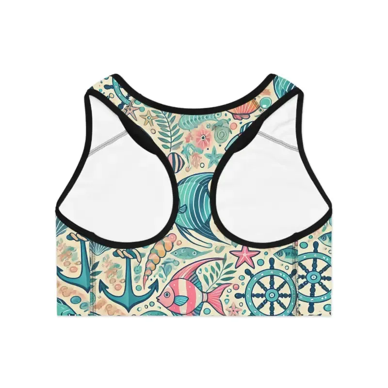Fish Themed Sports Bra for High Energy Workouts