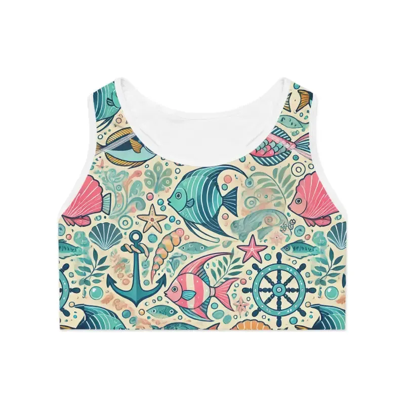 Fish Themed Sports Bra for High Energy Workouts