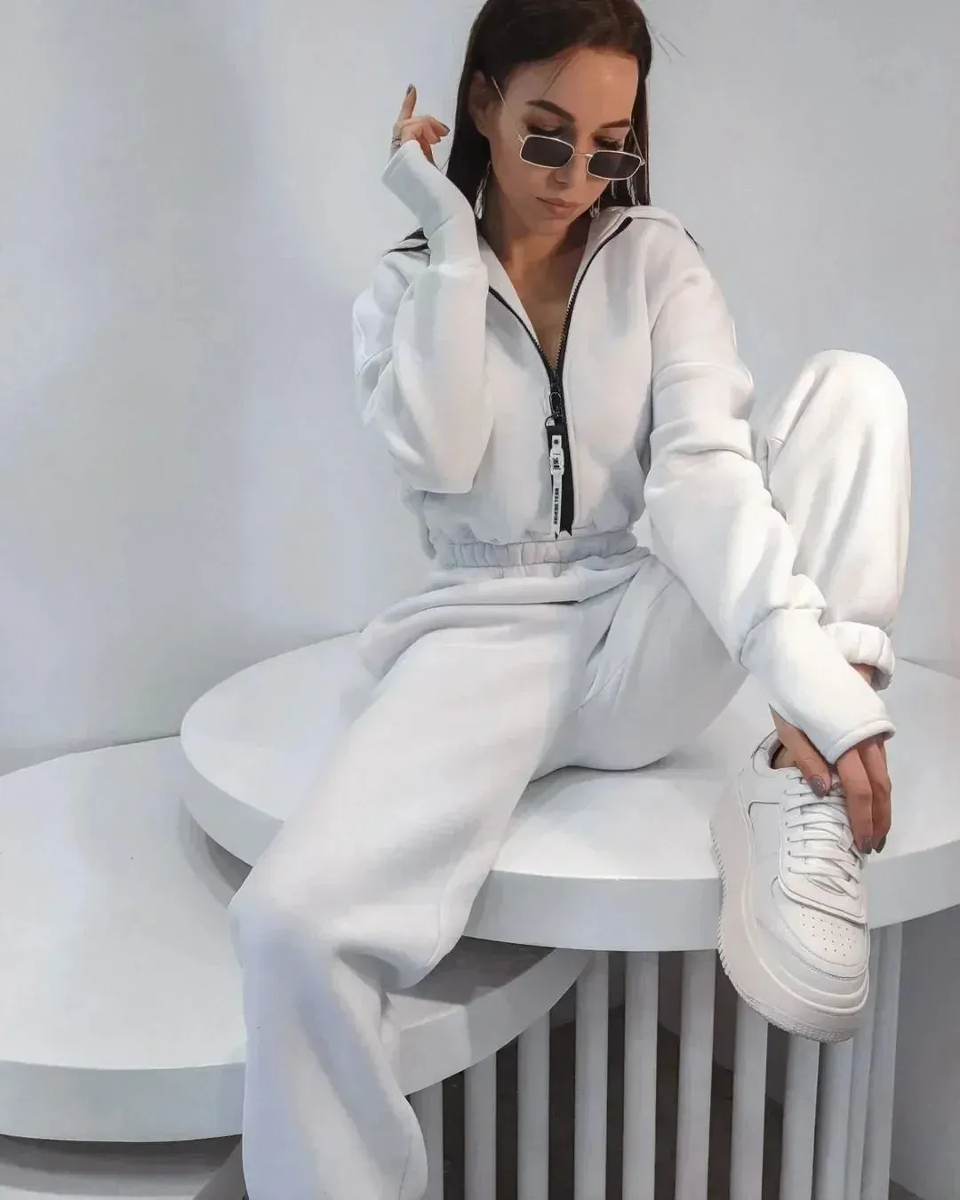 Fleece Sport Jumpsuit Women's Playsuit Sportswear Female Long Sleeve Zipper Hoodies Jumpsuits Zipper Up Autumn Winter Overalls