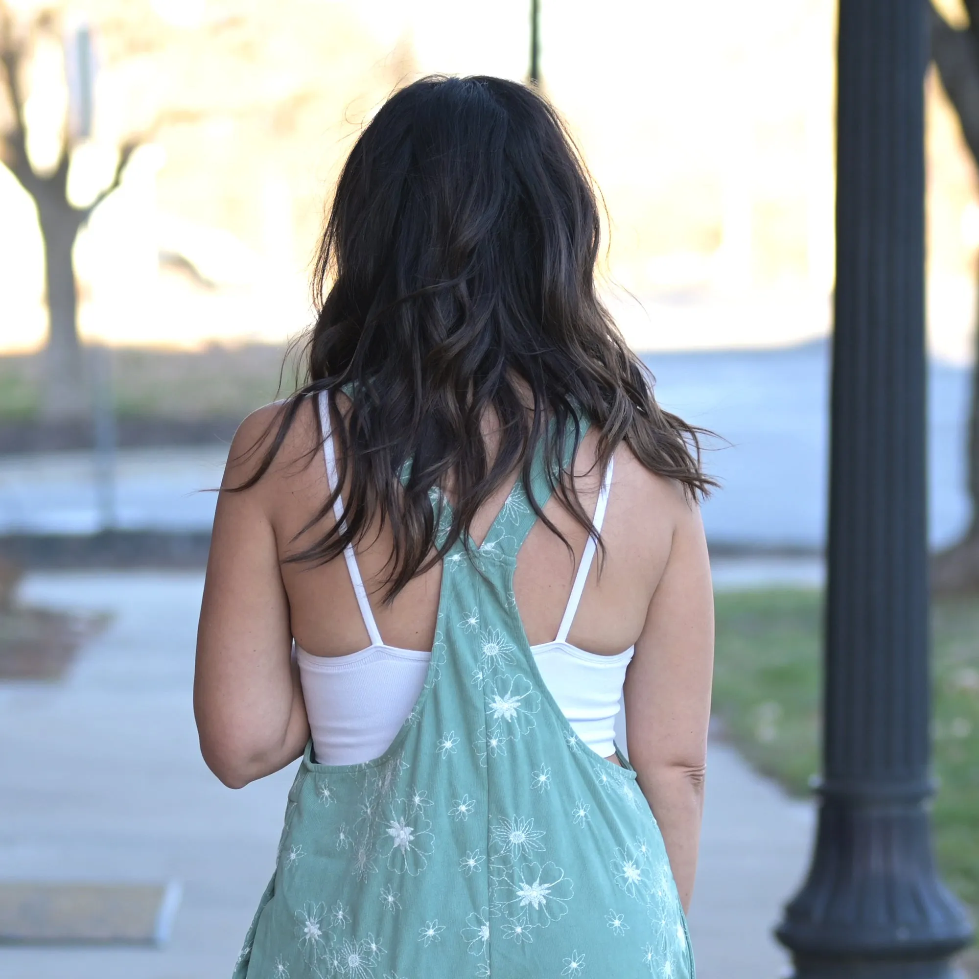 Floral Embroidered Overalls