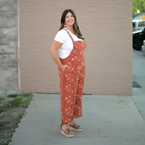 Floral Embroidered Overalls