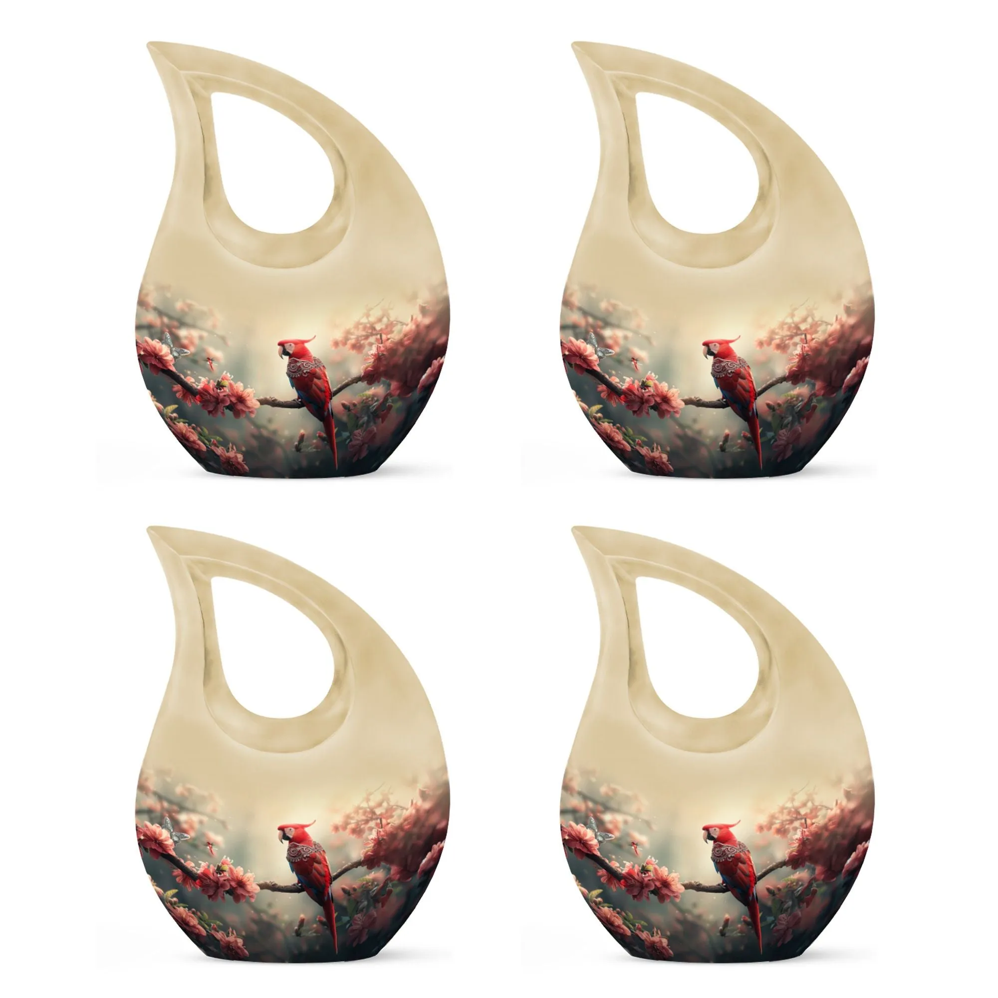 Floral Scarlet Tribute - Elegant Memorial Urn Designed for Women