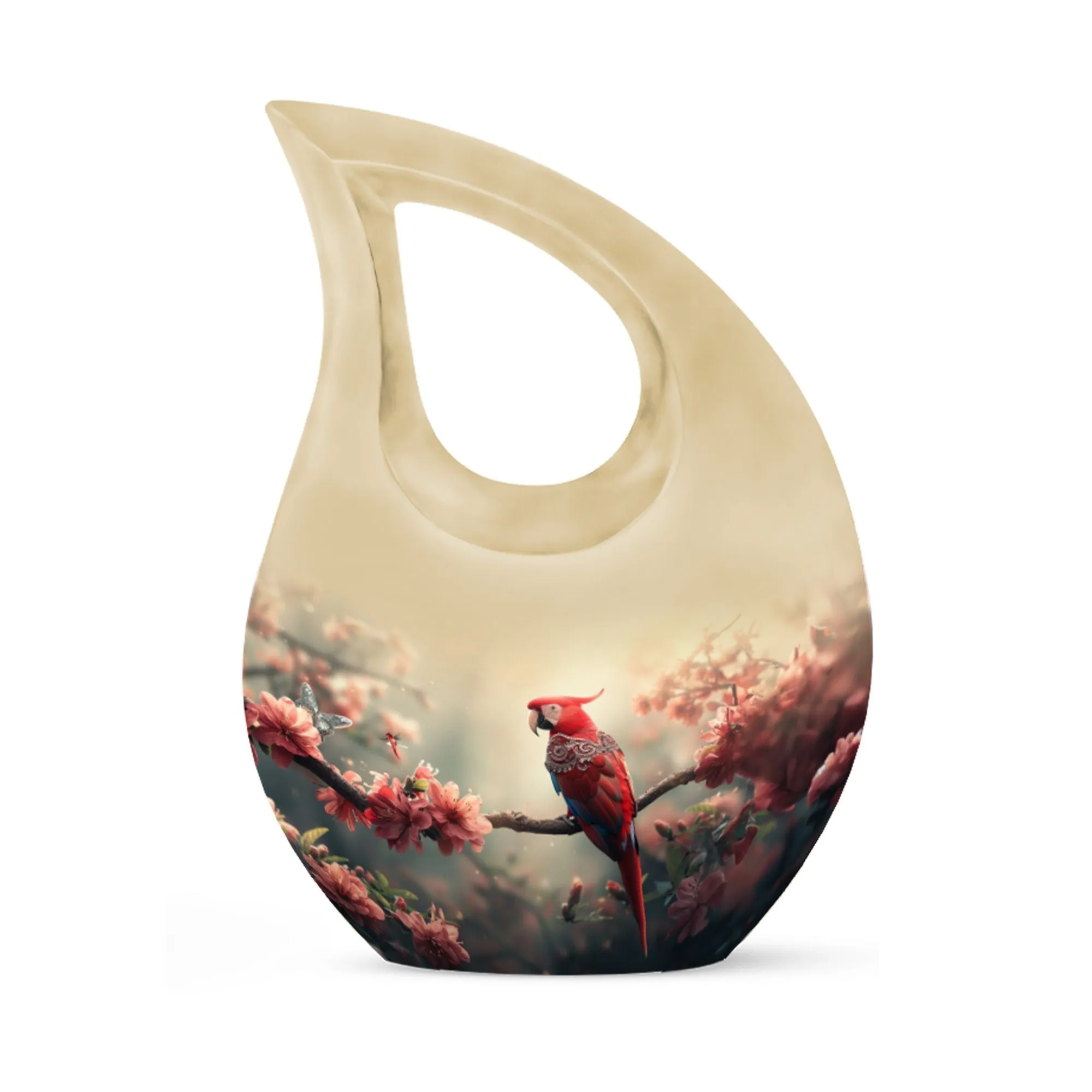 Floral Scarlet Tribute - Elegant Memorial Urn Designed for Women