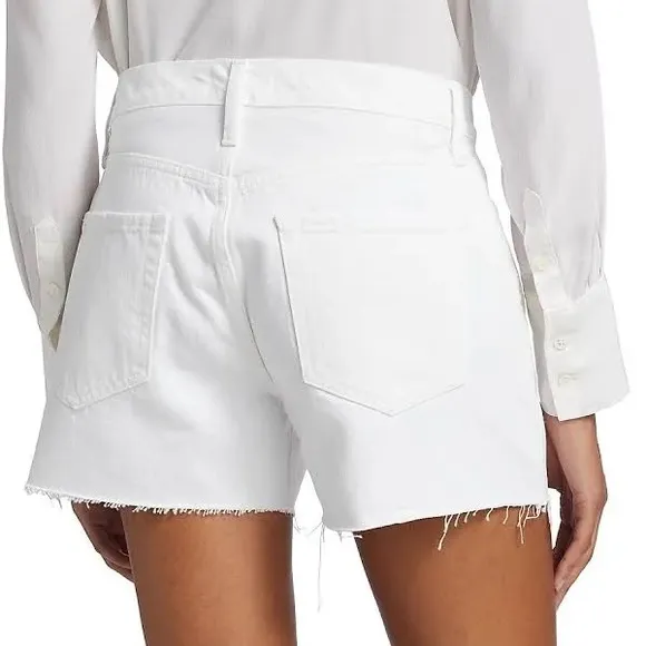 FRAME women’s LE SIMONE SHORT RAW RUMPLED BLANC GRIND