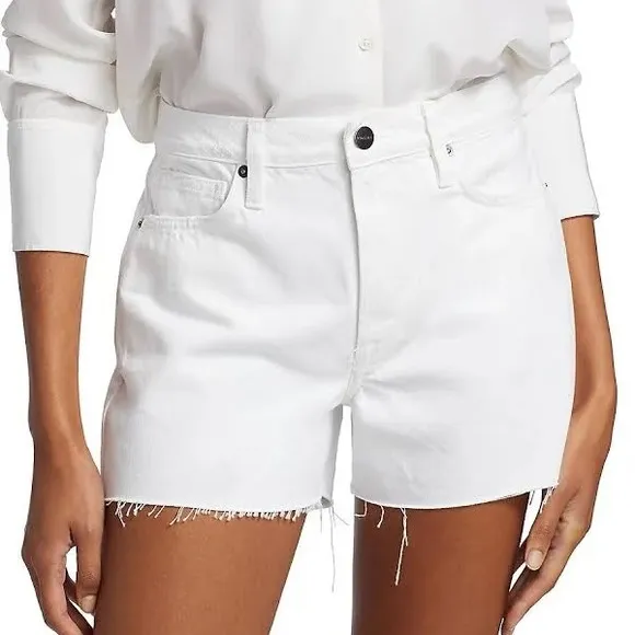 FRAME women’s LE SIMONE SHORT RAW RUMPLED BLANC GRIND