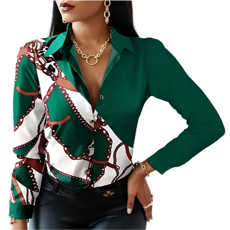 Francesca – Elegant Two-Tone Women's Blouse