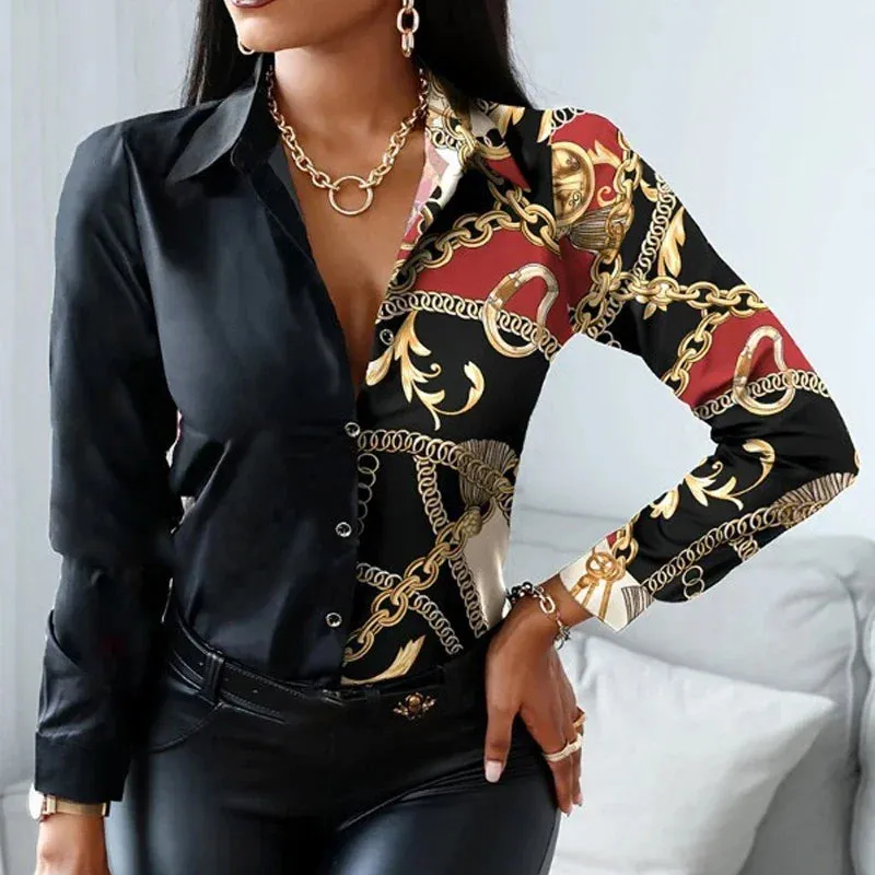 Francesca – Elegant Two-Tone Women's Blouse