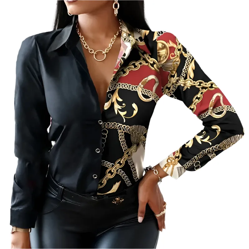 Francesca – Elegant Two-Tone Women's Blouse