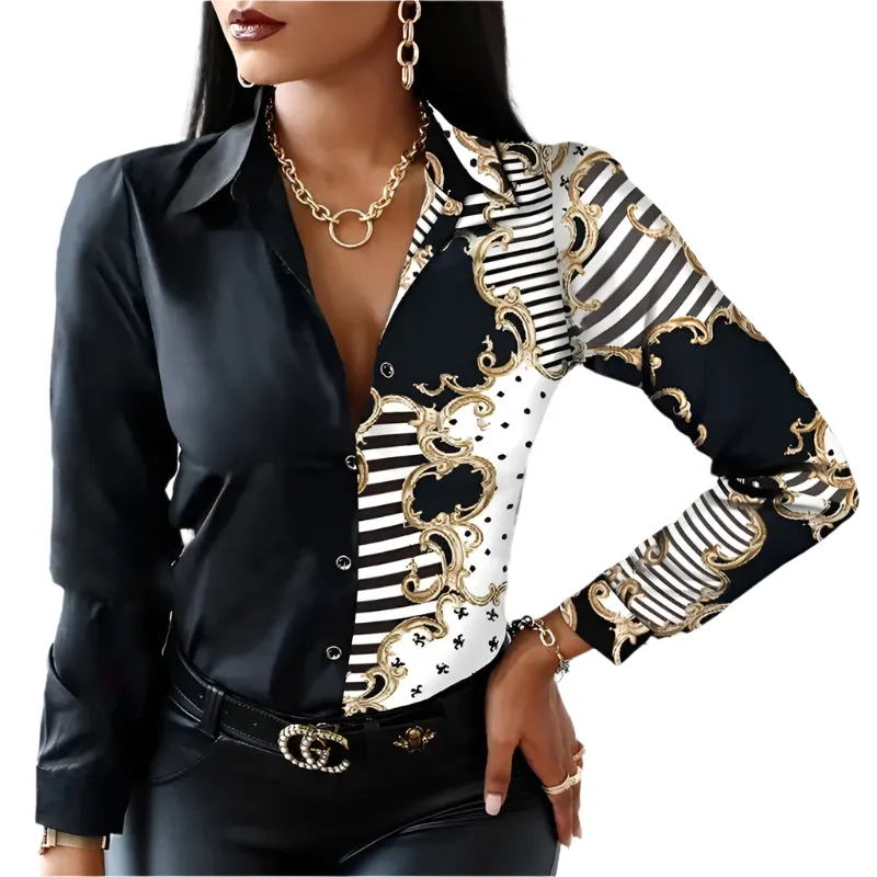 Francesca – Elegant Two-Tone Women's Blouse