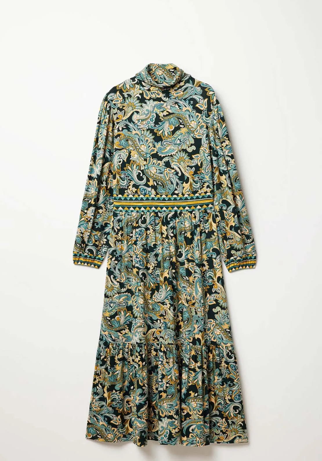 Funnel Neck Viscose Dress - Light Green