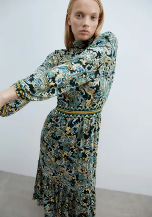 Funnel Neck Viscose Dress - Light Green