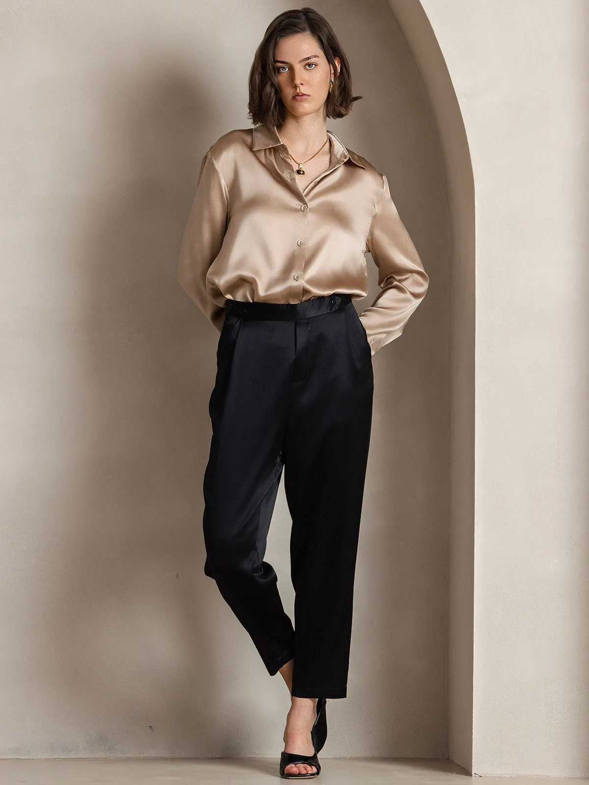 Genoveva - Elegant Utility Look Woman's Lapel Shirt